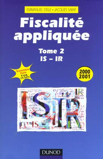 Couverture du livre « Fiscalite Appliquee 2000-2001t.2 » de Emmanuel Disle et Jacques Saraf aux éditions Dunod