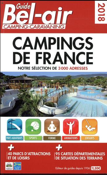 Couverture du livre « Guide Bel-Air ; campings de France (édition 2018) » de Duparc Martine aux éditions Guide Bel Air