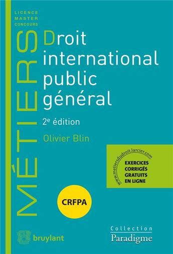 Couverture du livre « Droit international public général (2e édition) » de Olivier Blin aux éditions Bruylant