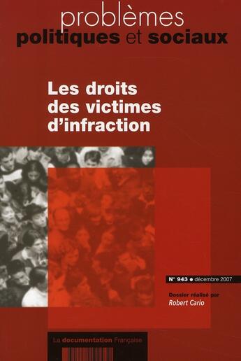 Couverture du livre « Les droits des victimes d'infraction » de Robert Cario aux éditions Documentation Francaise