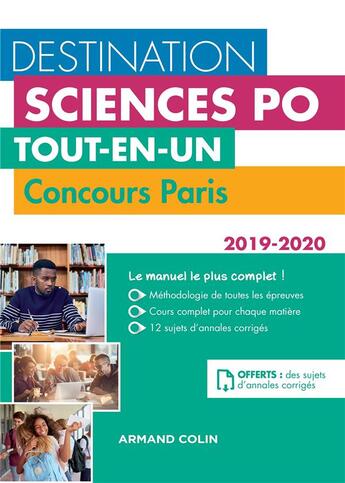 Couverture du livre « Destination sciences po ; concours paris ; tout-en-un (édition 2019/2020) » de  aux éditions Armand Colin