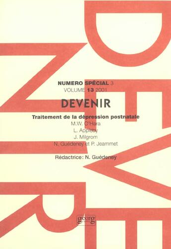 Couverture du livre « Devenir vol 13 n 3 2001 » de  aux éditions Georg