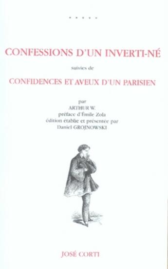 Couverture du livre « Confessions d'un inverti-né ; confidences et aveux d'un parisien » de W./Zola aux éditions Corti