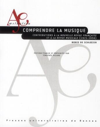 Couverture du livre « Comprendre la musique - contributions a la nouvelle revue francaise et a la revue musicale (1921-195 » de Boris De Schloezer aux éditions Pu De Rennes