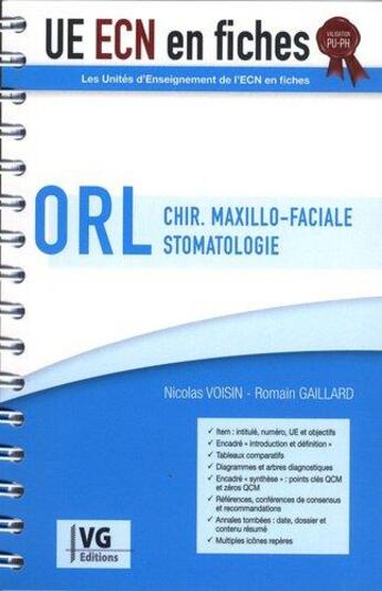 Couverture du livre « UE-ECN EN FICHES ORL 3 » de Voisin-Gaillard aux éditions Vernazobres Grego