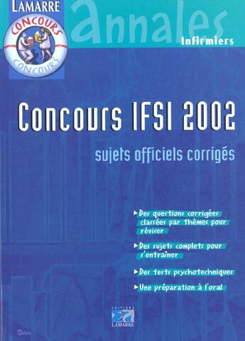 Couverture du livre « Concours ifsi 2002 » de  aux éditions Lamarre