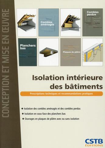 Couverture du livre « Isolation intérieure des bâtiments » de  aux éditions Cstb