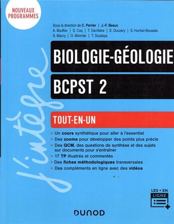 Couverture du livre « Biologie-géologie ; BCPST 2e année ; tout-en-un » de Jean-Francois Beaux et Christiane Perrier et Thierry Darribere et Arnaud Bouffier et Stephane Maury aux éditions Dunod