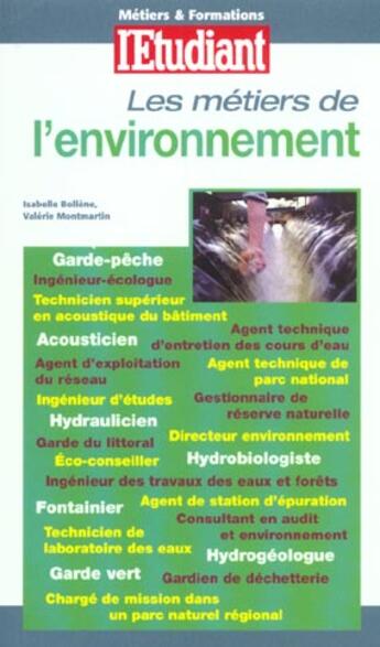 Couverture du livre « Metiers et formation ; l'environnement ; edition 2001 » de  aux éditions L'etudiant