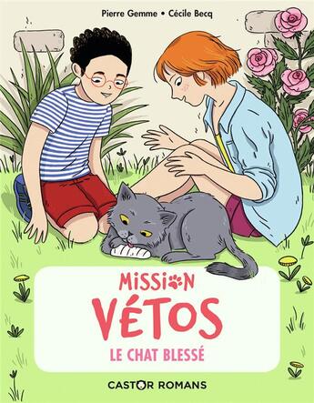 Couverture du livre « Mission vétos Tome 5 : le chat blessé » de Pierre Gemme et Cecile Becq aux éditions Pere Castor