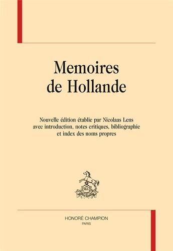 Couverture du livre « Memoires de Hollande » de Anonyme aux éditions Honore Champion