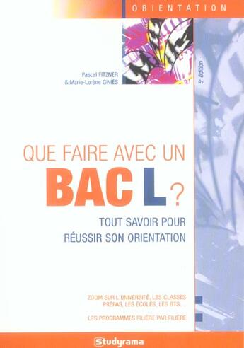 Couverture du livre « Que faire avec un bac l ? » de Pascal Fitzner aux éditions Studyrama