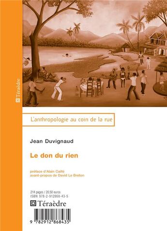 Couverture du livre « Le don du rien » de Jean Duvignaud aux éditions Teraedre