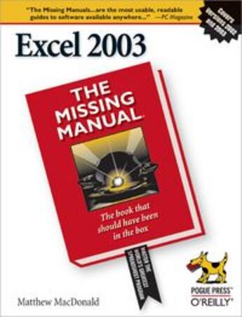 Couverture du livre « Excel ; the missing manual » de Macdonald Matthew aux éditions O Reilly