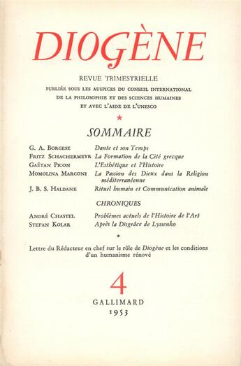 Couverture du livre « Diogene 4 » de Collectifs Gallimard aux éditions Gallimard