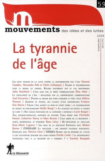 Couverture du livre « La tyrannie de l'âge » de  aux éditions La Decouverte