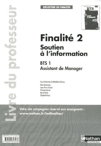 Couverture du livre « Finalite 2 - soutien a l'information les finalites livre du professeur » de Doussy/Nossereau aux éditions Nathan