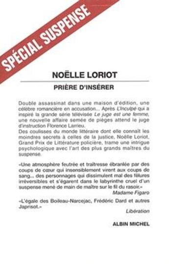 Couverture du livre « Prière d'insérer » de Noelle Loriot aux éditions Albin Michel