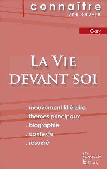 Couverture du livre « La vie devant soi, de Romain Gary » de  aux éditions Editions Du Cenacle