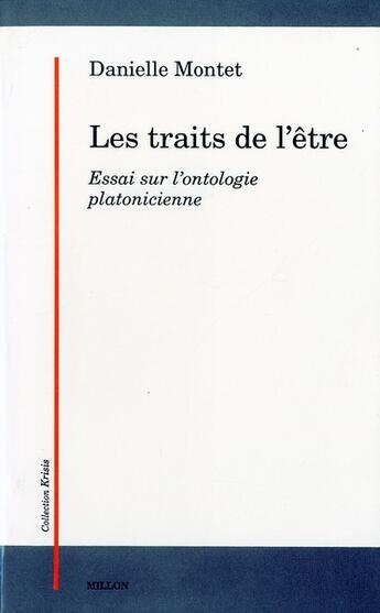 Couverture du livre « Traits de l'etre » de Montet Danielle aux éditions Millon