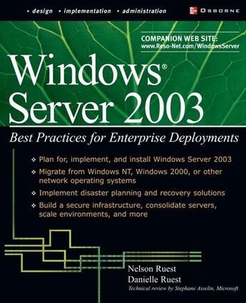 Couverture du livre « Windows server 2003 - best practices for enterprise deployments » de Ruest Danielle aux éditions Mcgraw-hill Education