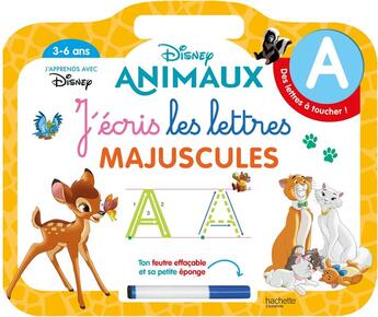 Couverture du livre « Disney animaux ardoise j'ecris les lettres majuscules (3-6 ans) » de  aux éditions Hachette Education