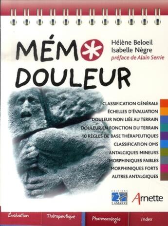 Couverture du livre « Mémo douleur » de Arnette aux éditions Arnette