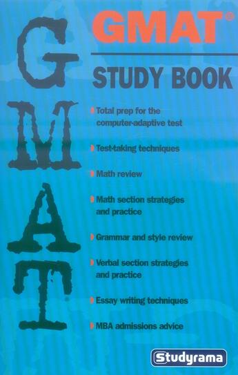 Couverture du livre « GMAT study book » de  aux éditions Studyrama