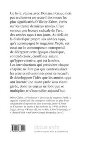 Couverture du livre « Une avant-garde sans avant-garde ; essai sur l'art » de Zahm Olivier aux éditions Les Presses Du Reel
