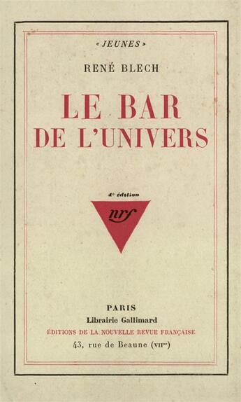 Couverture du livre « Le bar de l'univers » de Blech Rene aux éditions Gallimard