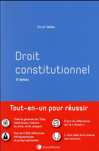 Couverture du livre « Droit constitutionnel (3e édition) » de Olivier Gohin aux éditions Lexisnexis