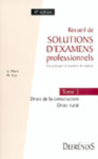 Couverture du livre « Recueil de solutions d'examens professionnels 3 (11e édition) » de Morin/Vion aux éditions Defrenois