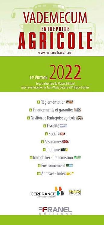 Couverture du livre « Vademecum : entreprise agricole (édition 2022) » de Jean-Marie Deterre et Philippe Dorleac et Florent Milliard aux éditions Arnaud Franel