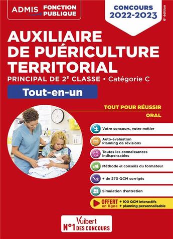 Couverture du livre « Concours auxiliaire de puériculture territorial : catégorie C ; tout-en-un ; concours 2022-2023 » de Pierre-Brice Lebrun et Marie-Christine Lefort aux éditions Vuibert