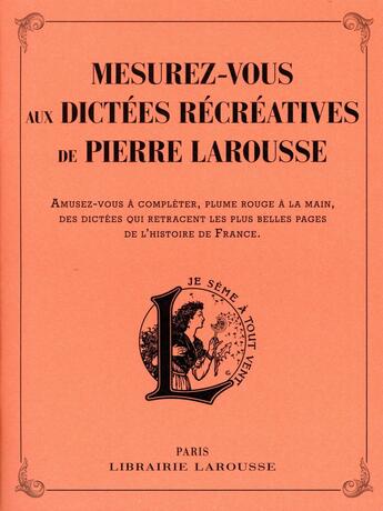 Couverture du livre « Mesurez vous aux dictées récréatives » de  aux éditions Larousse