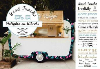 Couverture du livre « Food trucks delights on wheel » de Patricia Martinez aux éditions Monsa