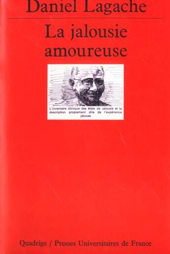 Couverture du livre « La jalousie amoureuse » de Daniel Lagache aux éditions Puf