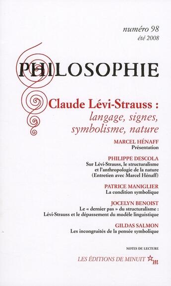 Couverture du livre « Revue Philosophie Minuit T.98 » de  aux éditions Minuit