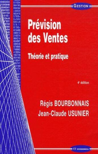 Couverture du livre « PREVISION DES VENTES, 4E ED. » de Bourbonnais/Regis aux éditions Economica