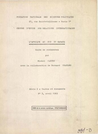 Couverture du livre « L'Afrique au Sud du Sahara » de Bernard Charles et Michel Cartry aux éditions Presses De Sciences Po