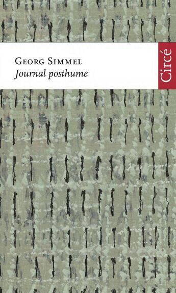 Couverture du livre « Journal posthume » de Georg Simmel aux éditions Circe