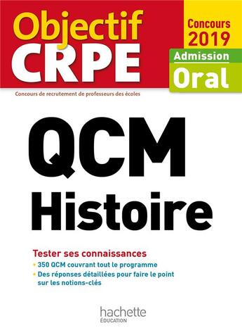 Couverture du livre « Qcm crpe : histoire 2019 » de Dominique Legrand aux éditions Hachette Education