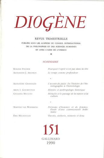 Couverture du livre « Diogene 151 » de Collectif Gallimard aux éditions Gallimard