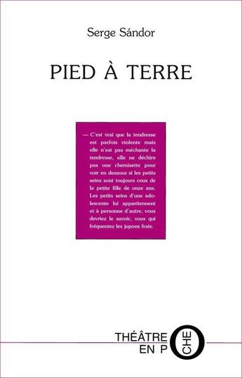 Couverture du livre « Pied à terre » de Serge Sandor aux éditions Laquet