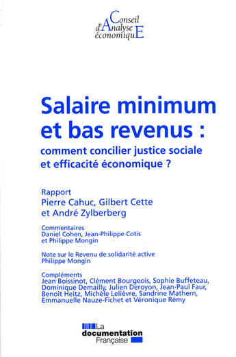 Couverture du livre « Salaire minimum et bas revenus ; comment concilier justice sociale et efficacité économique ? » de  aux éditions Documentation Francaise