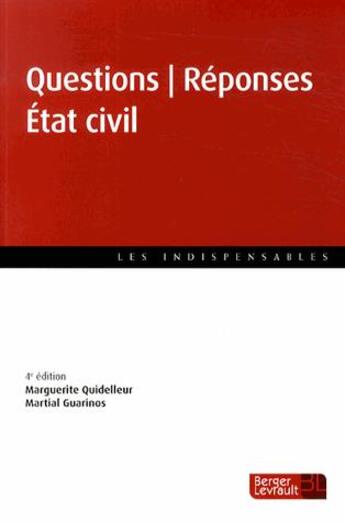 Couverture du livre « Questions-réponses état civil (4e édition) » de  aux éditions Berger-levrault