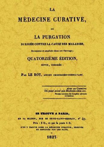 Couverture du livre « La médecine curative » de Le Roy aux éditions Maxtor