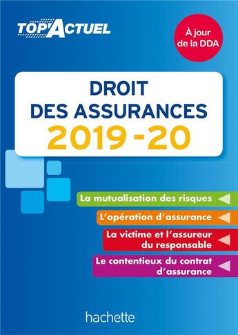 Couverture du livre « Top'actuel : droit des assurances (édition 2019/2020) » de Jean-Francois Carlot aux éditions Hachette Education