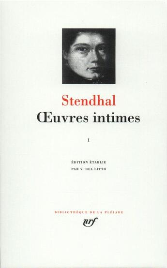 Couverture du livre « Oeuvres intimes Tome 1 » de Stendhal aux éditions Gallimard