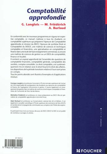 Couverture du livre « Comptabilite Approfondie Epreuve N.6 » de Langlois et Friederich et Burlaud aux éditions Foucher